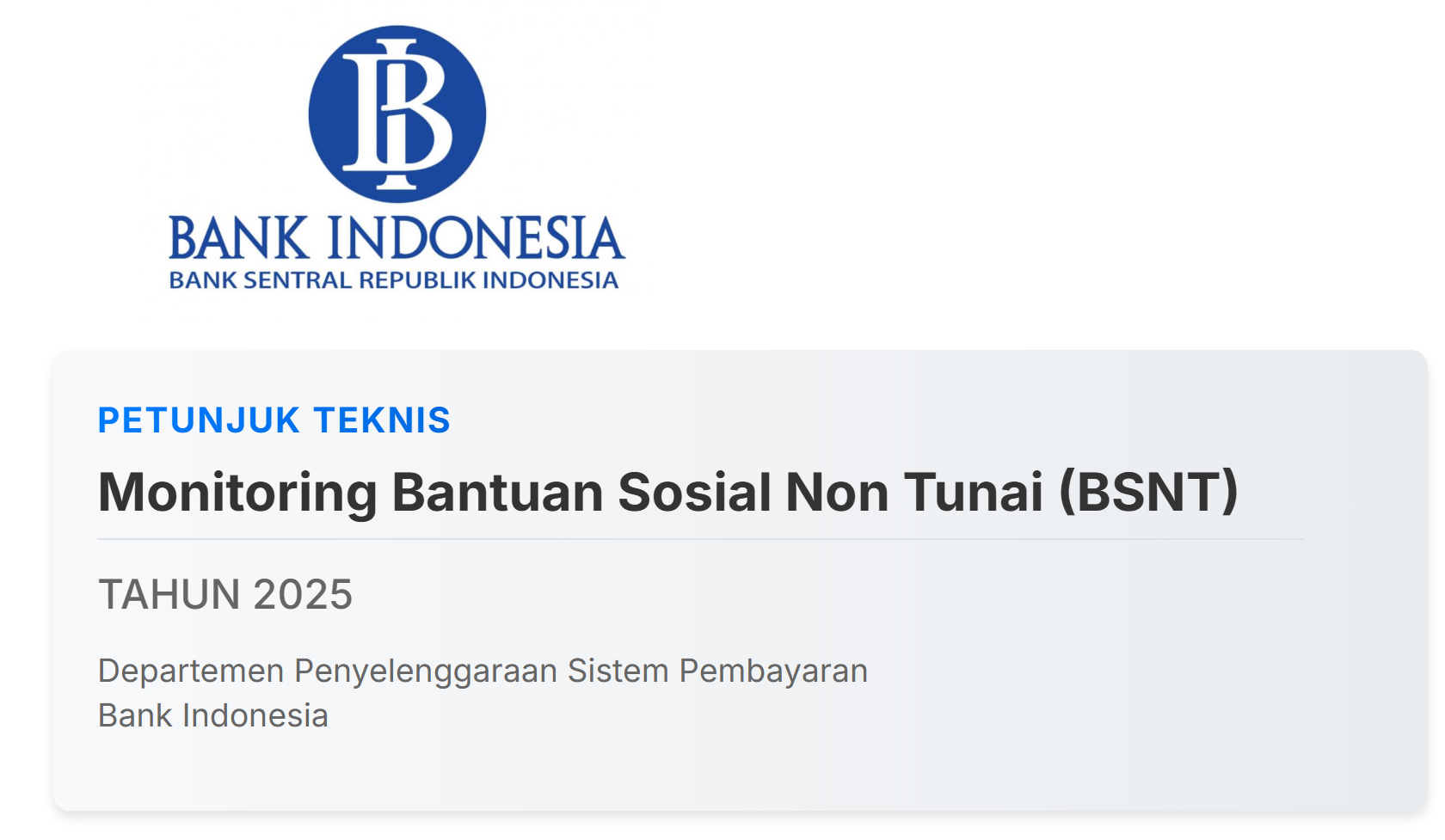 Monitoring Bantuan Sosial Non Tunai (BSNT) Tahun 2025